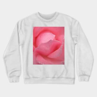 Raindrops Dew on Pink Rose Flower Macro Crewneck Sweatshirt